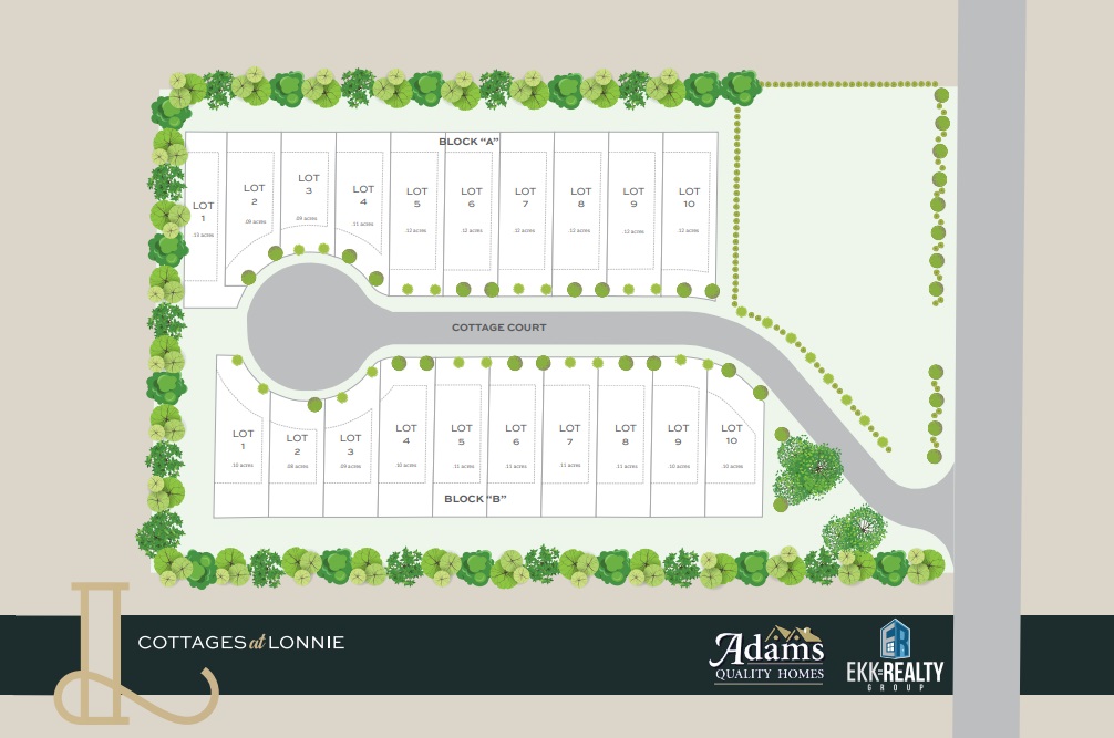 Cottages at Lonnie plat rendering
